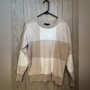 Tahari Beige and Cream Knit Top